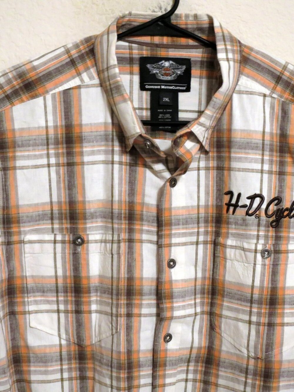 Harley Davidson Shirt Mens 2XL Short Sleeve Button Motorcycle Mechanic White